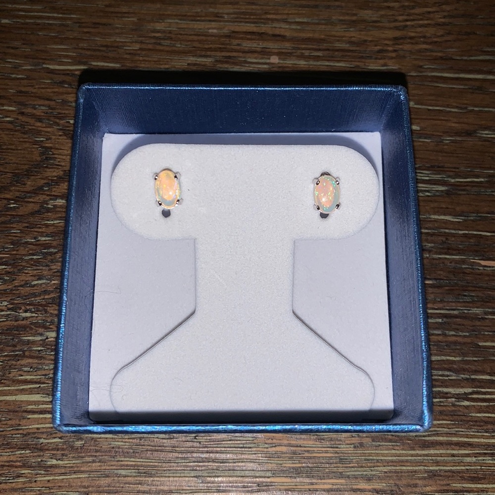 Opal and sterling silver stud earrings